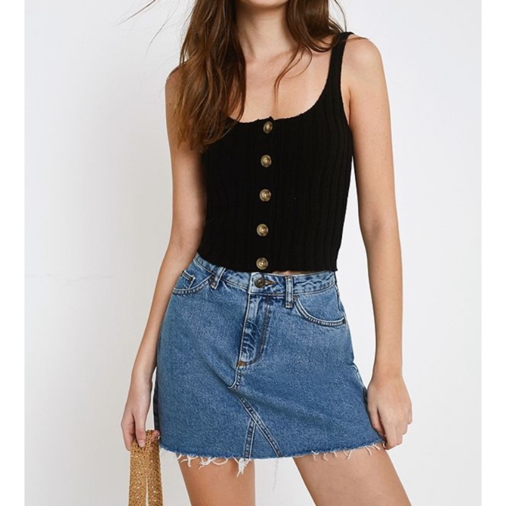 BDG Vintage Blue Notched Denim Mini Skirt